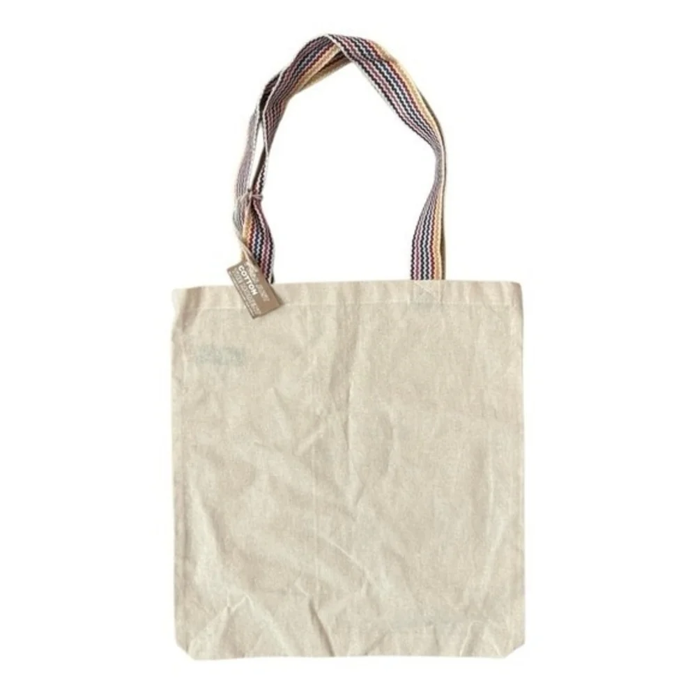 Reusable Tote Bag Beige Canvas Shopping Eco-Friendly Beach Shoulder Bag NWT